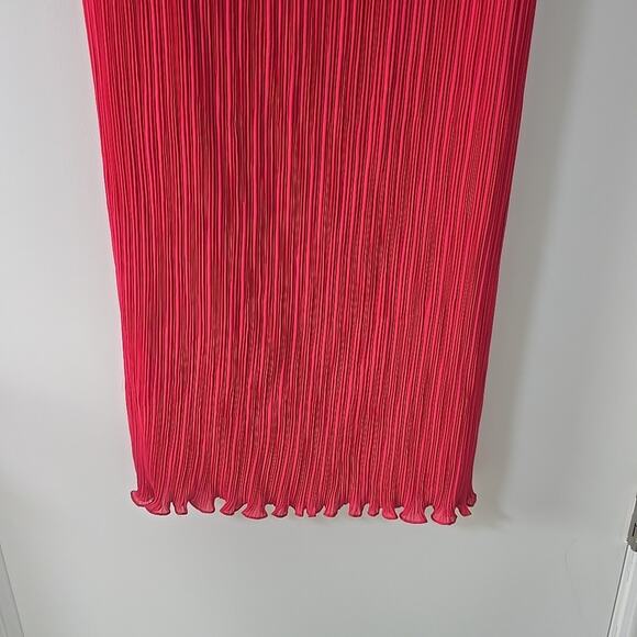 Tadashi Shoji Crinkle Maxi Dress 10 Lily Pink Chiffon Cap Sleeve Formal Wedding - Picture 4 of 12